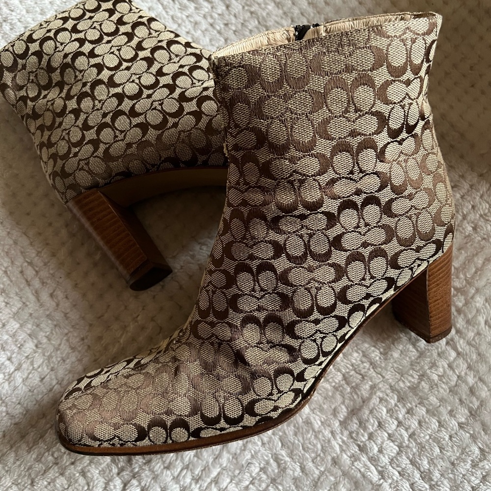 Coach Women's Brown Patterned Ankle Boots